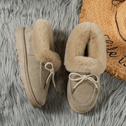 PREORDER Thermal Fuzzy Tied Round Toe Boots