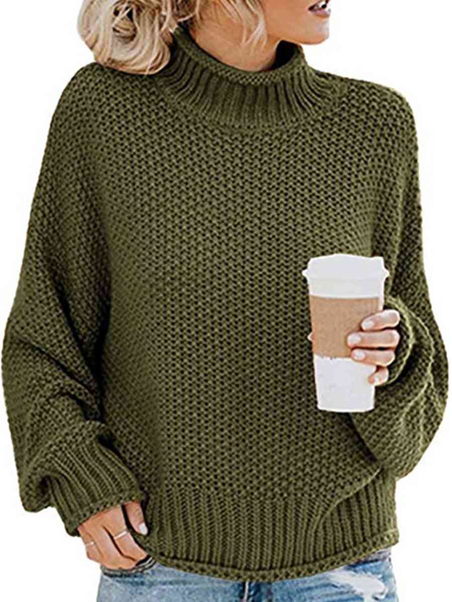 Allie Turtleneck Dropped Shoulder Sweater- 1 Large/Khaki left! FINAL SALE!