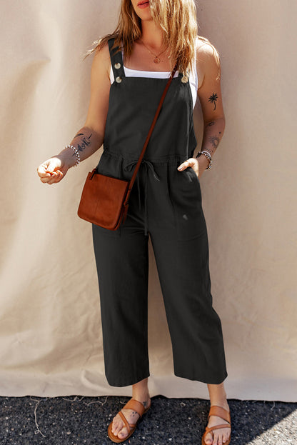 PREORDER Drawstring Wide Strap Overalls with Pockets