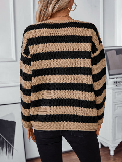 PREORDER Striped Dropped Shoulder Long Sleeve Sweater