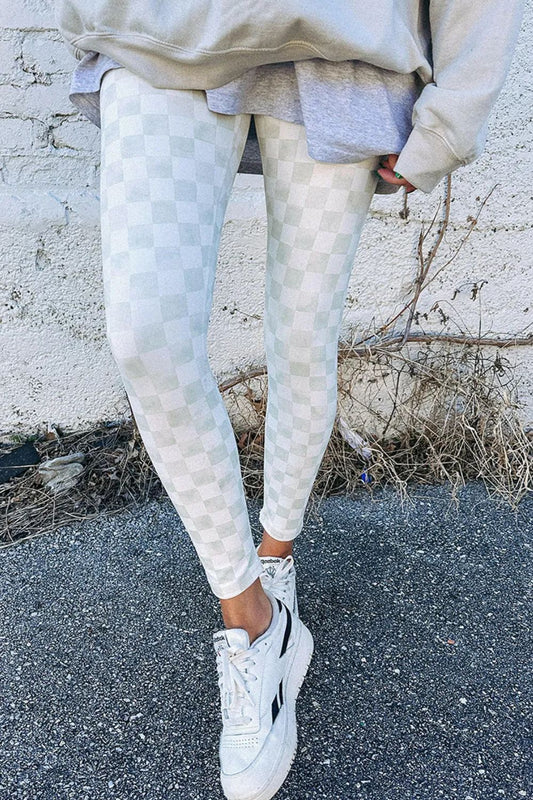 PREORDER Checkered Elastic Waist Leggings