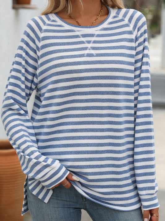 PREORDER Mandy Striped Round Neck Long Sleeve T-Shirt