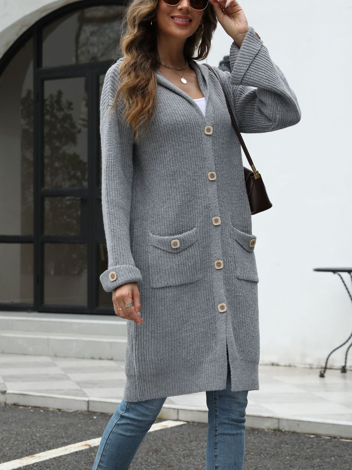 Long sleeve hooded cardigan best sale