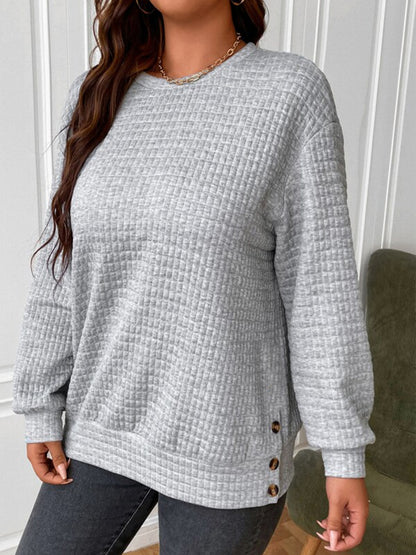 PREORDER Texture Round Neck Long Sleeve Sweatshirt