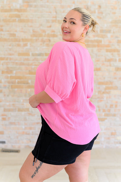 Up For Anything V-Neck Blouse in Pink