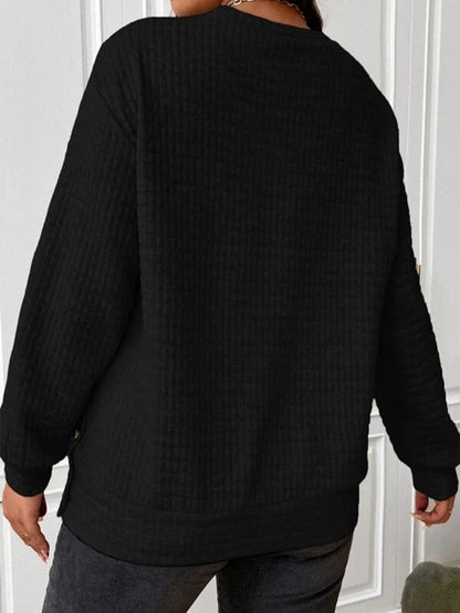 PREORDER Texture Round Neck Long Sleeve Sweatshirt