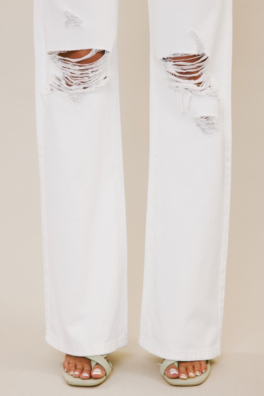 Sophie Kancan High-Rise Distressed Flare Jeans in White- one size 1/24 left! FINAL SALE!