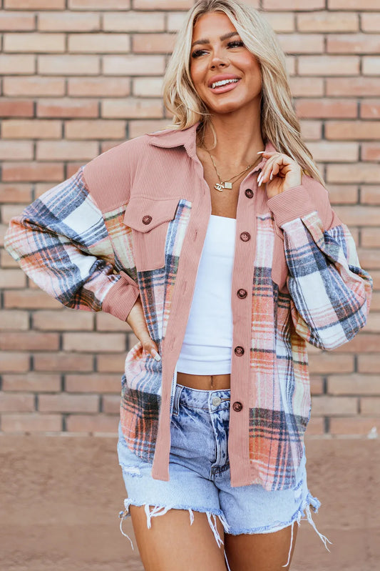 PREORDER Plaid Button Up Long Sleeve Shacket