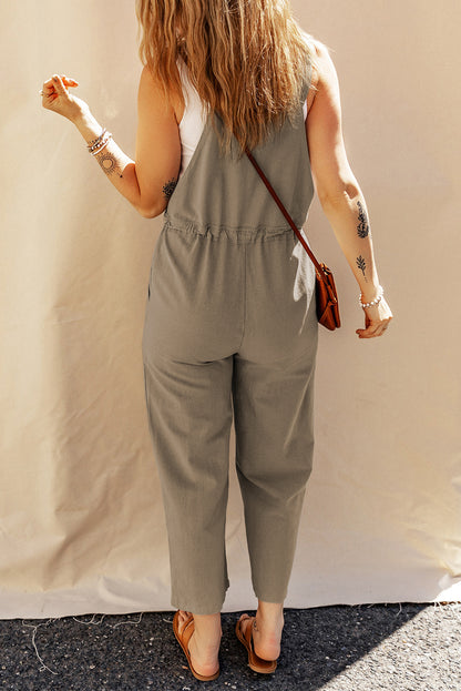 PREORDER Drawstring Wide Strap Overalls with Pockets