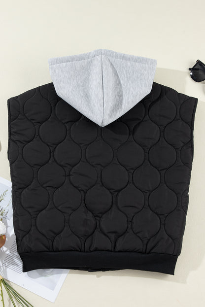 PREORDER Drawstring Zip Up Hooded Vest Coat