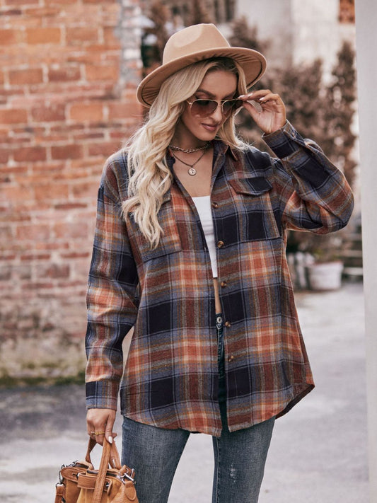 PREORDER Mandy Plaid Dropped Shoulder Longline Shirt