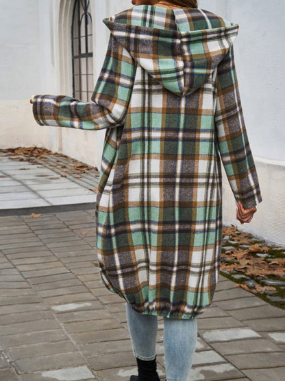 PREORDER Devine Plaid Zip Up Hooded Coat