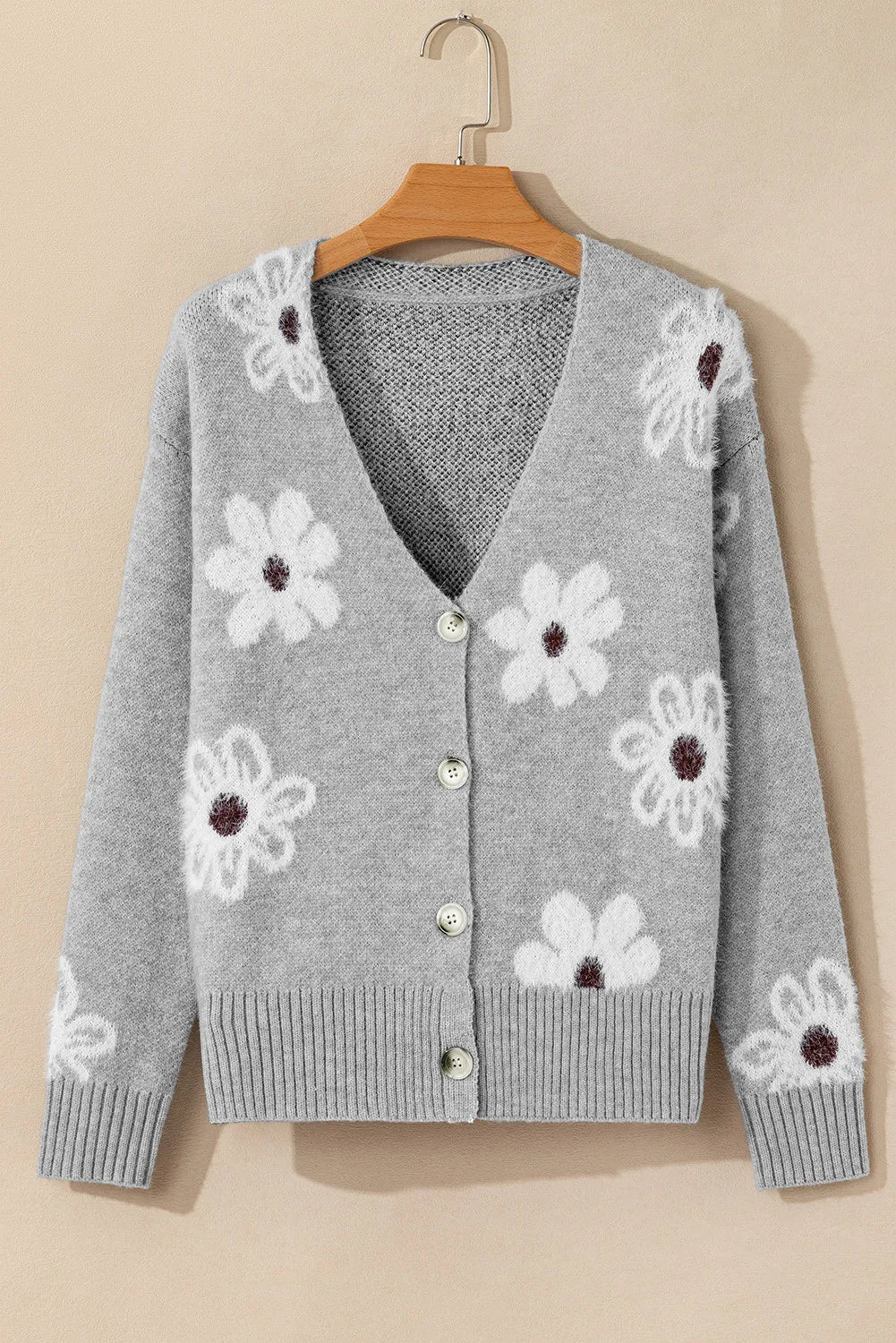 PREORDER Flower Button Up Long Sleeve Cardigan