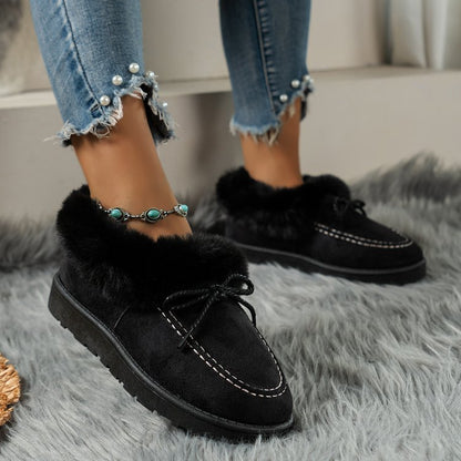 PREORDER Thermal Fuzzy Tied Round Toe Boots