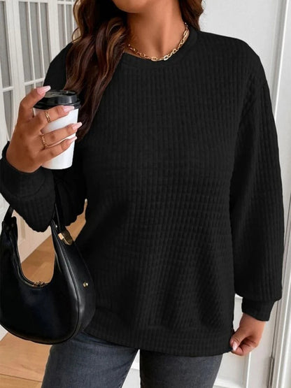 PREORDER Texture Round Neck Long Sleeve Sweatshirt