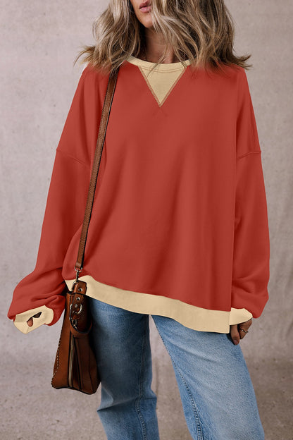 PREORDER Contrast Round Neck Long Sleeve Sweatshirt