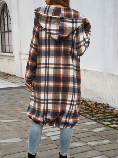 PREORDER Devine Plaid Zip Up Hooded Coat