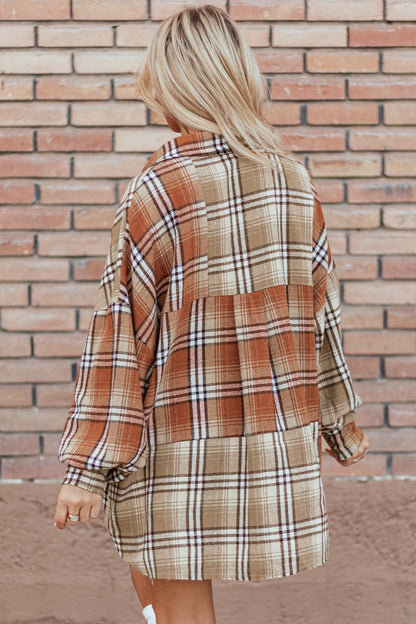 PREORDER Plaid Snap Down Dropped Shoulder Shacket