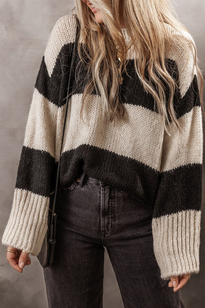 PREORDER Color Block Round Neck Sweater