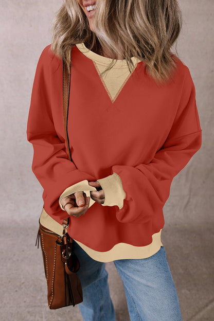 PREORDER Contrast Round Neck Long Sleeve Sweatshirt