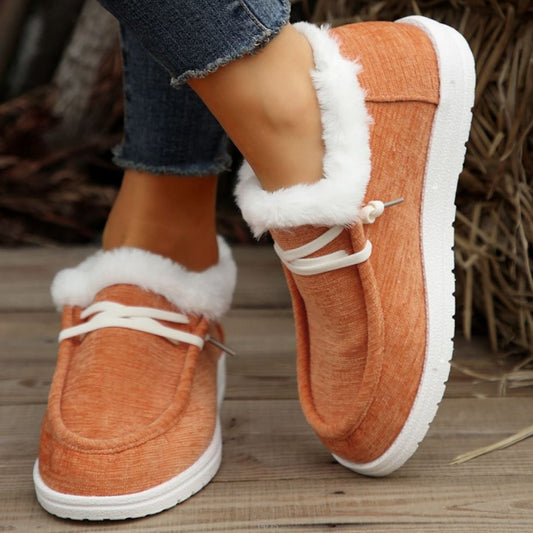 PREORDER: Lace Up Round Toe Furry Sneakers