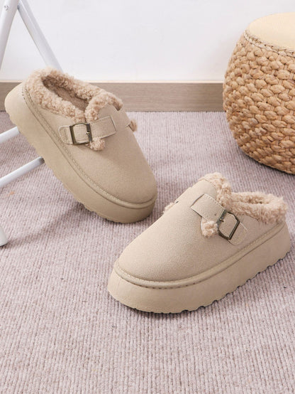 PREORDER Thermal Fuzzy Buckle Platform Slippers