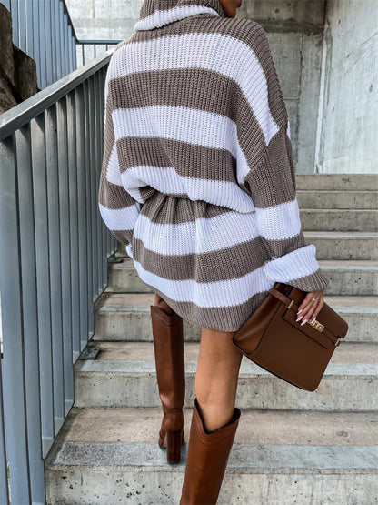 PREORDER Striped Turtleneck Sweater Dress