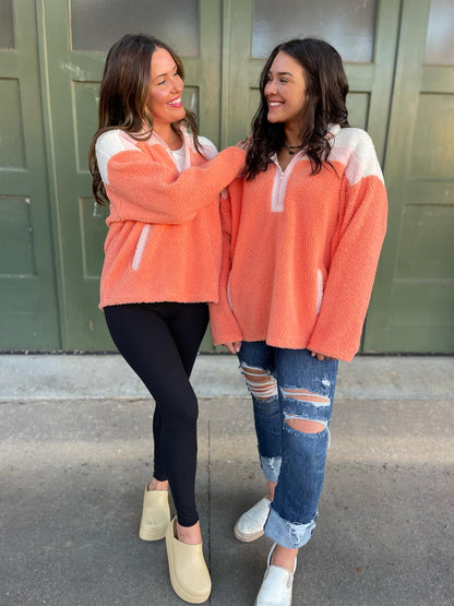 PREORDER: Half Zip Fleece Pullover in Sherbet