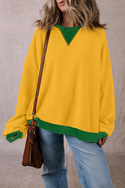 PREORDER Contrast Round Neck Long Sleeve Sweatshirt