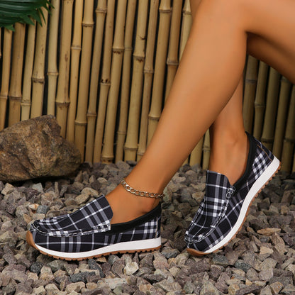 PREORDER Plaid Round Toe Slip-Ons