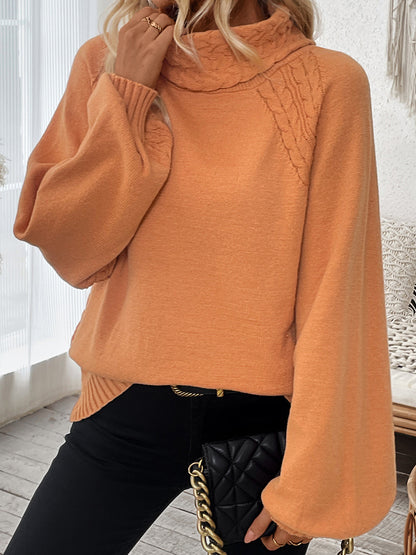 PREORDER Cable-Knit Turtleneck Long Sleeve Sweater