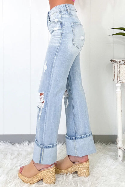 PREORDER Distressed High Waist Jeans with Pockets