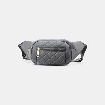 Quilted Multi Pocket Waist Belt Bag