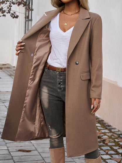 PREORDER Devine Pocketed Collared Neck Long Sleeve Coat