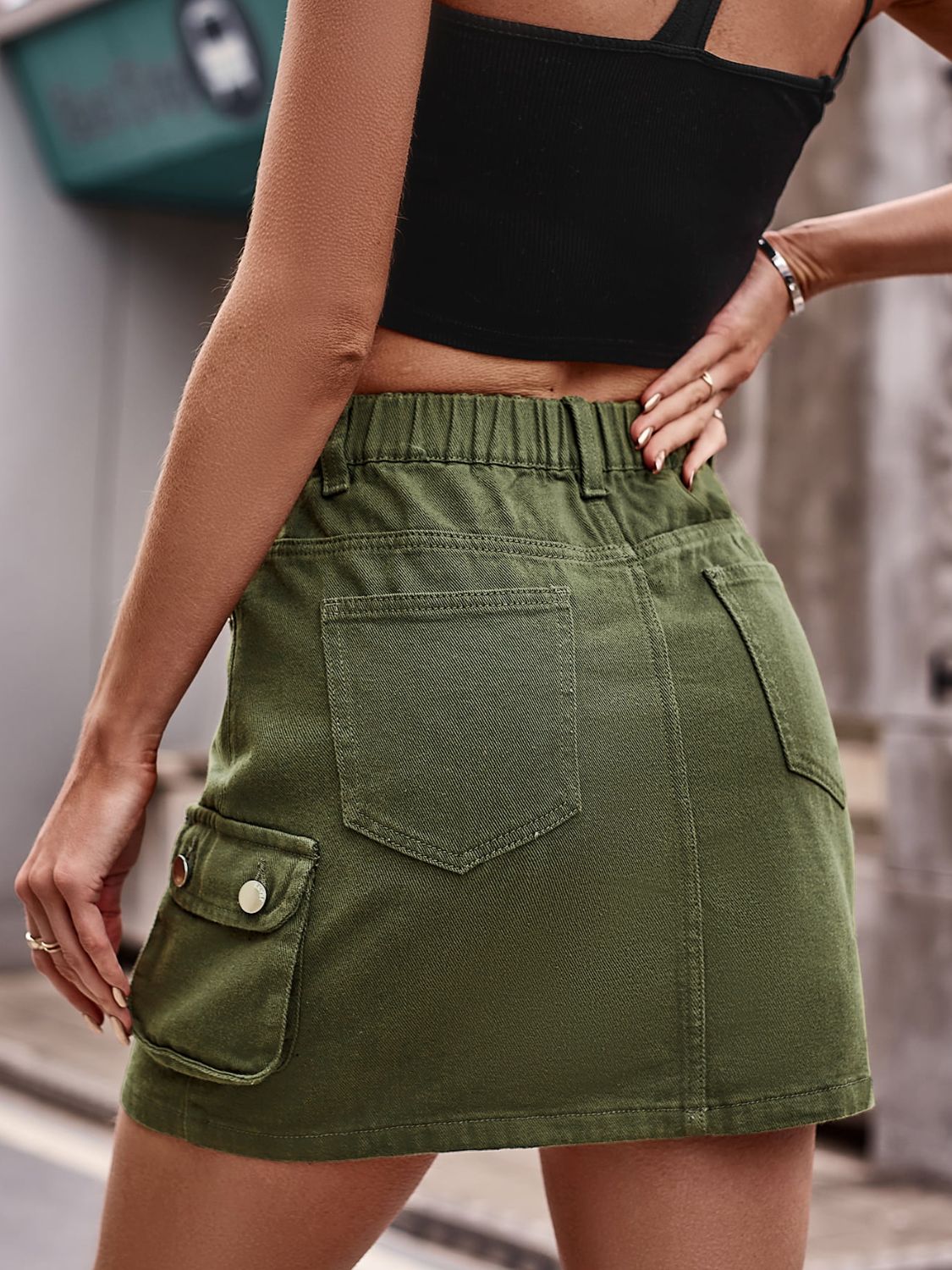 kuhl adventure women's olive green denim skirt size 2