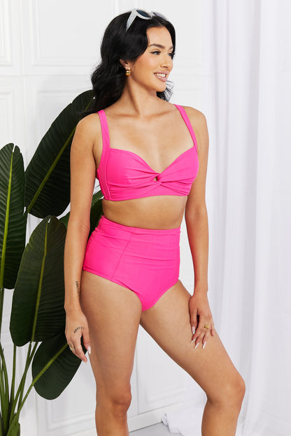 Take A Dip Twist High-Rise Swimsuit Bikini in Pink