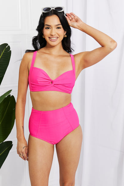 Take A Dip Twist High-Rise Swimsuit Bikini in Pink