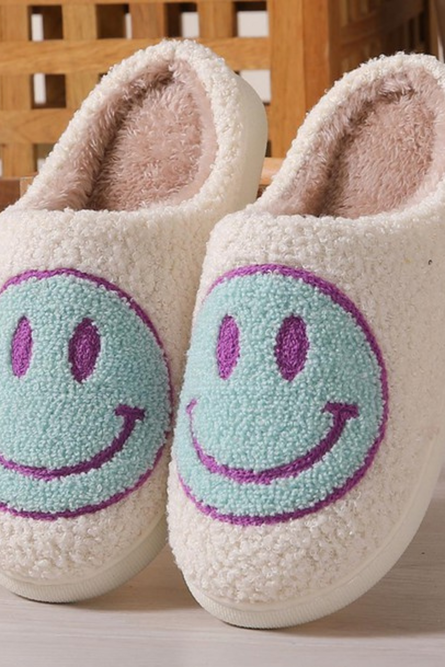 Smile All Day Plush Slippers- 1 Mint size Small left! FINAL SALE!