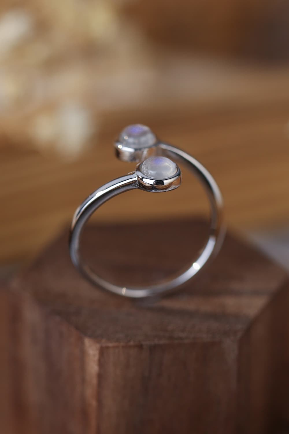 Natural Moonstone 925 Sterling Silver Toi Et Moi Ring
