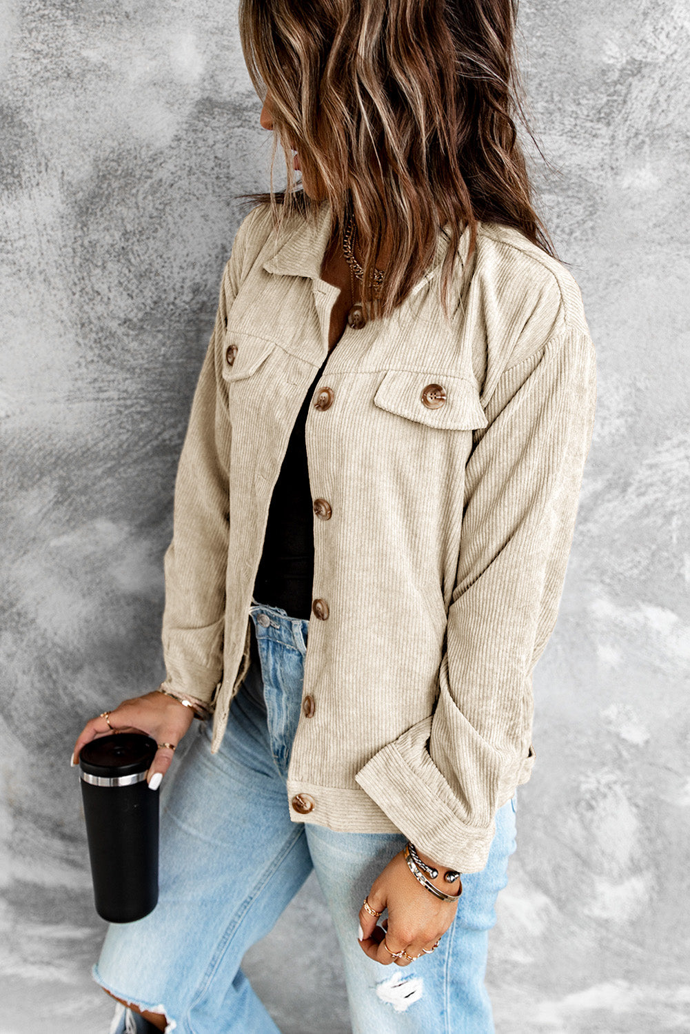 Cream corduroy hot sale jacket womens