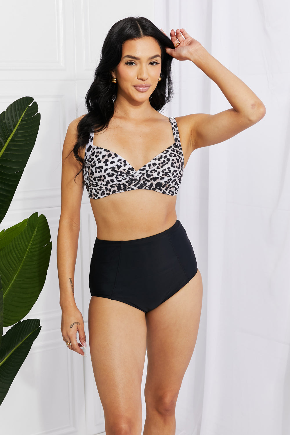 Take A Dip Twist High-Rise Swimsuit Bikini in Leopard
