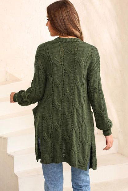 PREORDER Cable-Knit Dropped Shoulder Cardigan