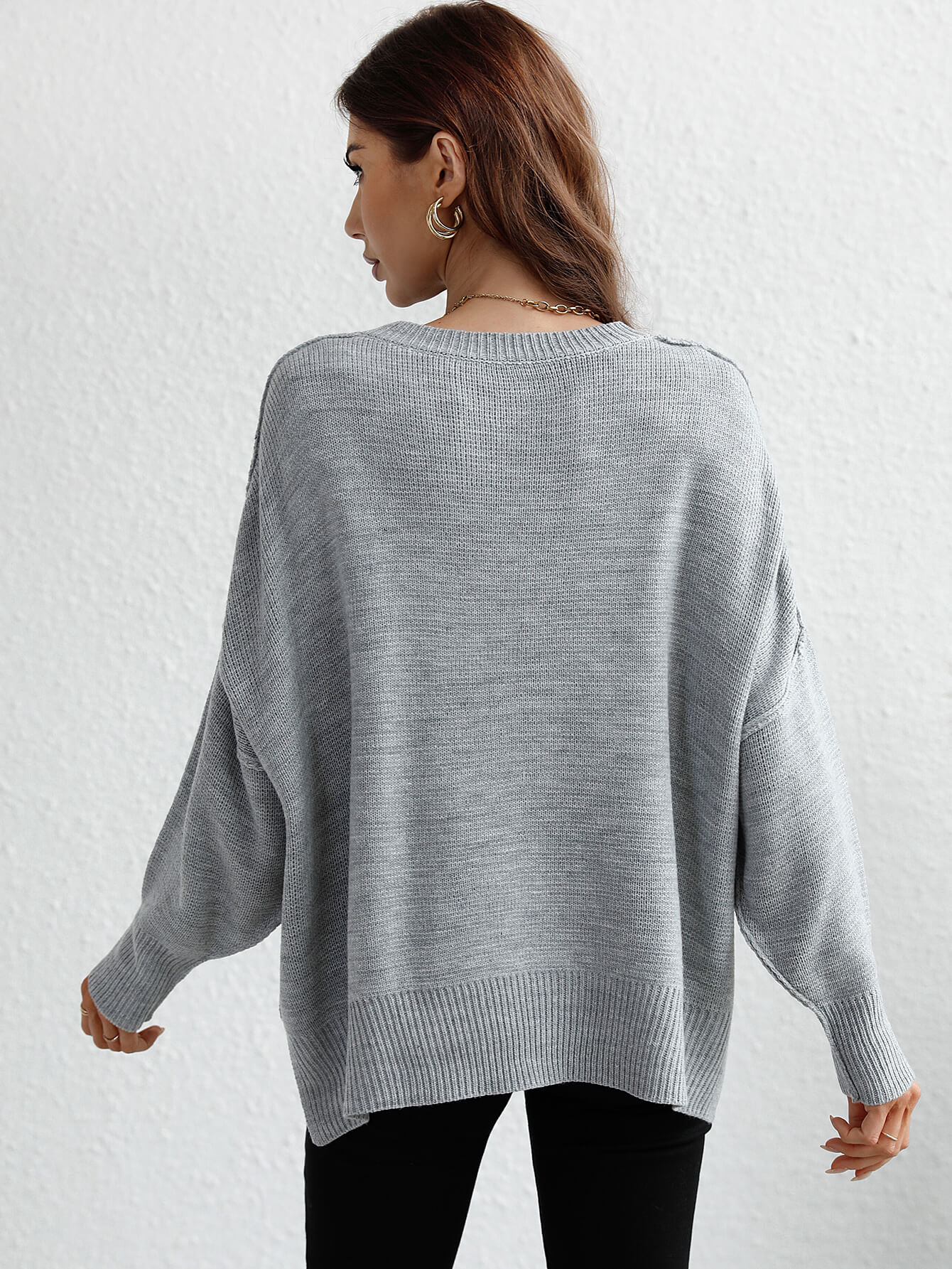 Exposed Seam Dropped Shoulder Slit Sweater The Nest On Main