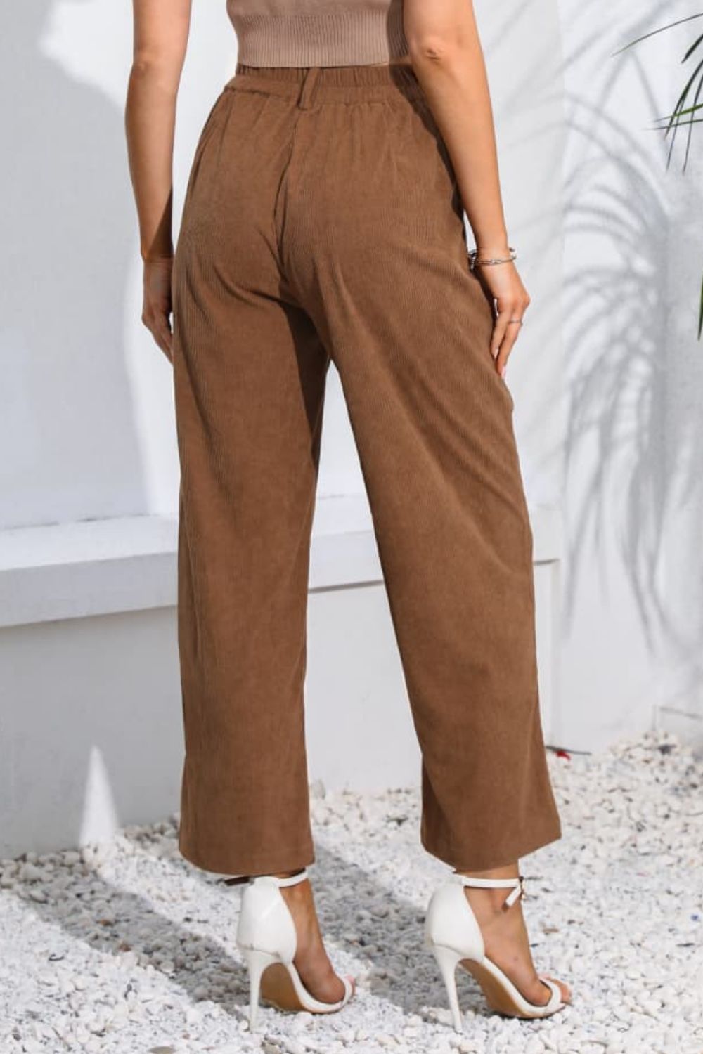 Buttoned  Straight Hem Long Pants