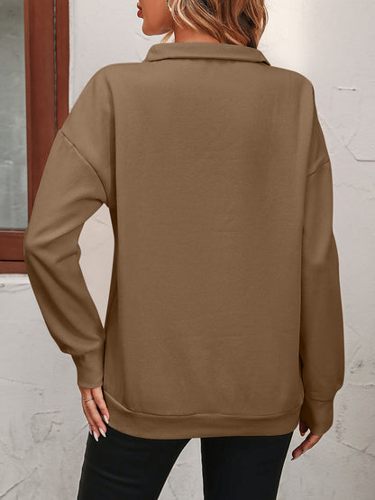 PREORDER Zip-Up Dropped Shoulder Sweatshirt