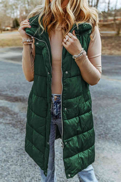 PREORDER Longline Hooded Sleeveless Puffer Vest