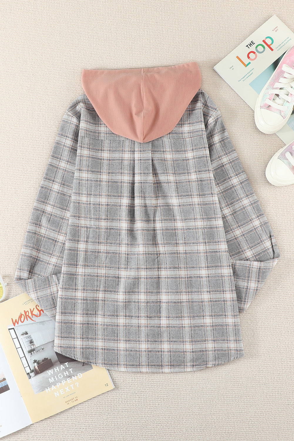 Plaid Hooded Shirt Jacket