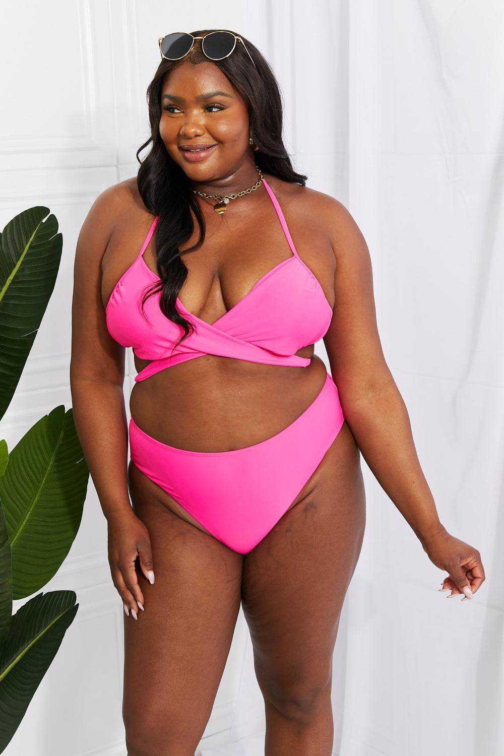 Pink clearance halter swimsuit