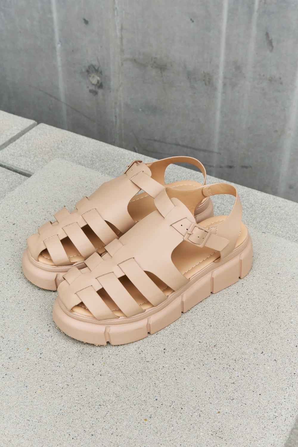 Qupid Platform Cage Stap Sandal in Tan The Nest On Main