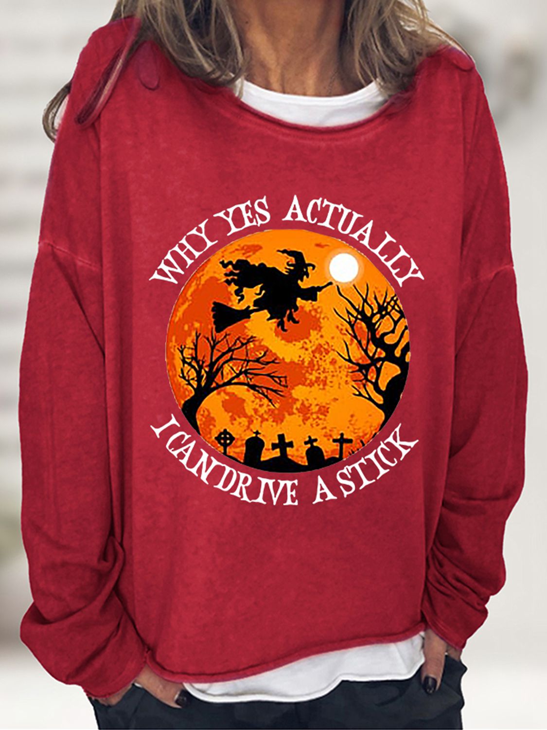 Witchy Graphic Round Neck Sweatshirt